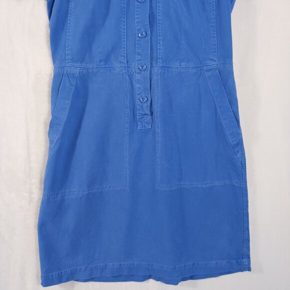 J. Crew Preppy Cobalt Blue, Short Sleeve Dress, Size 4, 3/4 Button Down, Pockets - Picture 6 of 16